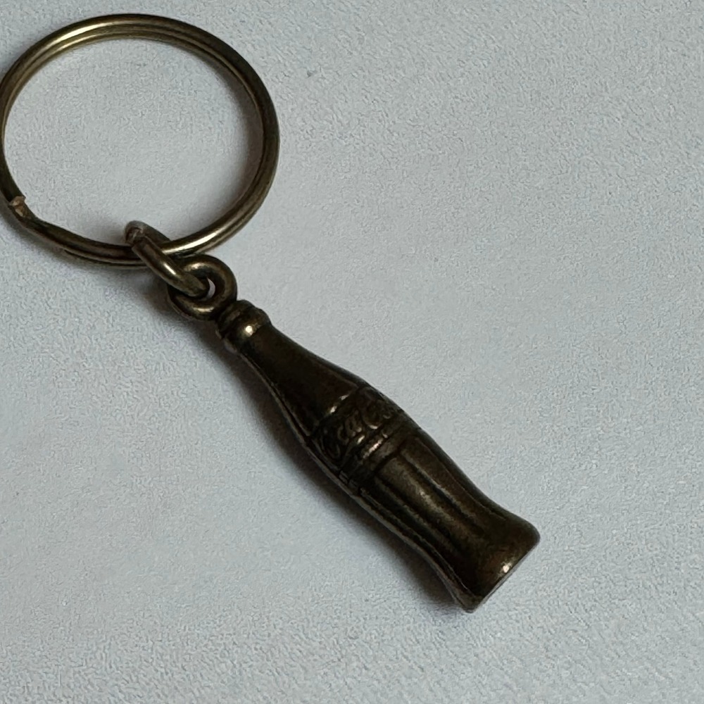 Coca Cola‎ Bottle Keychain Vintage Brass Metal Logo Drink Collectible Charm